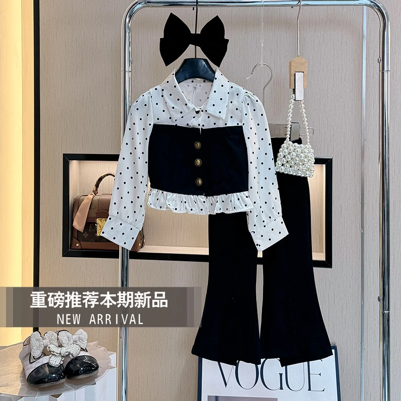 女童秋季套装2025新款网红小女孩洋气时髦长袖衬衫童装秋款两件套