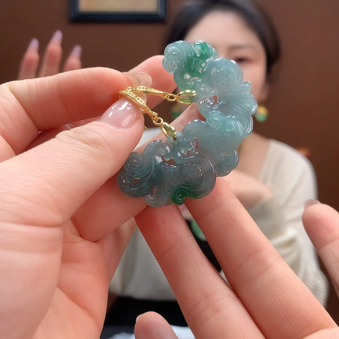 翡翠银S925镶嵌耳饰耳饰
