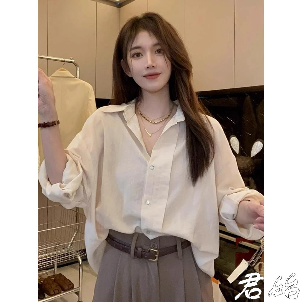 长袖衬衫外搭宽松显瘦衬衫外套法式别致上衣秋装女款爆款2025新款