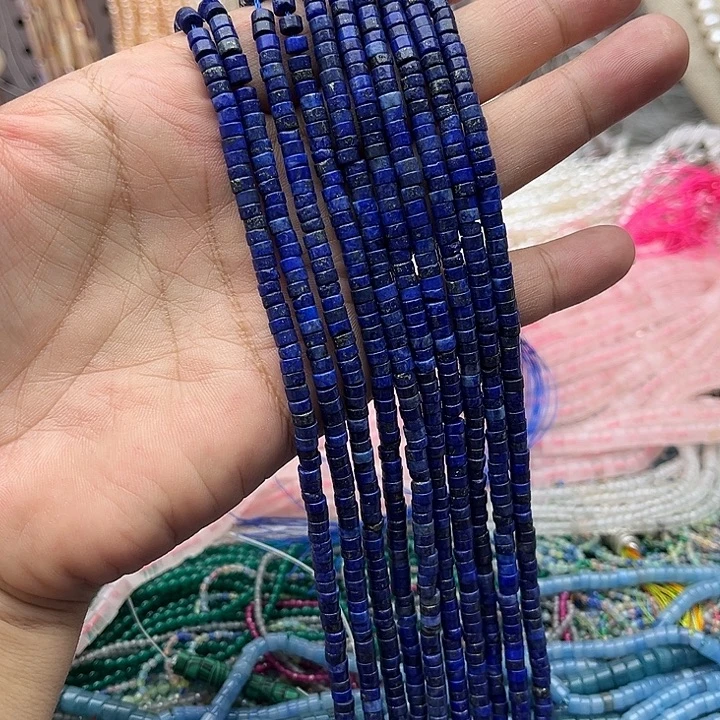未镶嵌玛瑙/玉髓珠宝半成品一条4/2mm青金直切