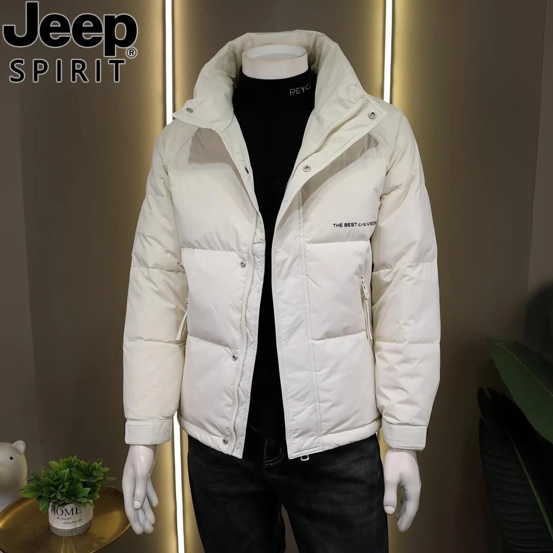 Jeep吉普男士轻薄羽绒服冬季新款潮牌时尚立领羽绒保暖加厚外套男