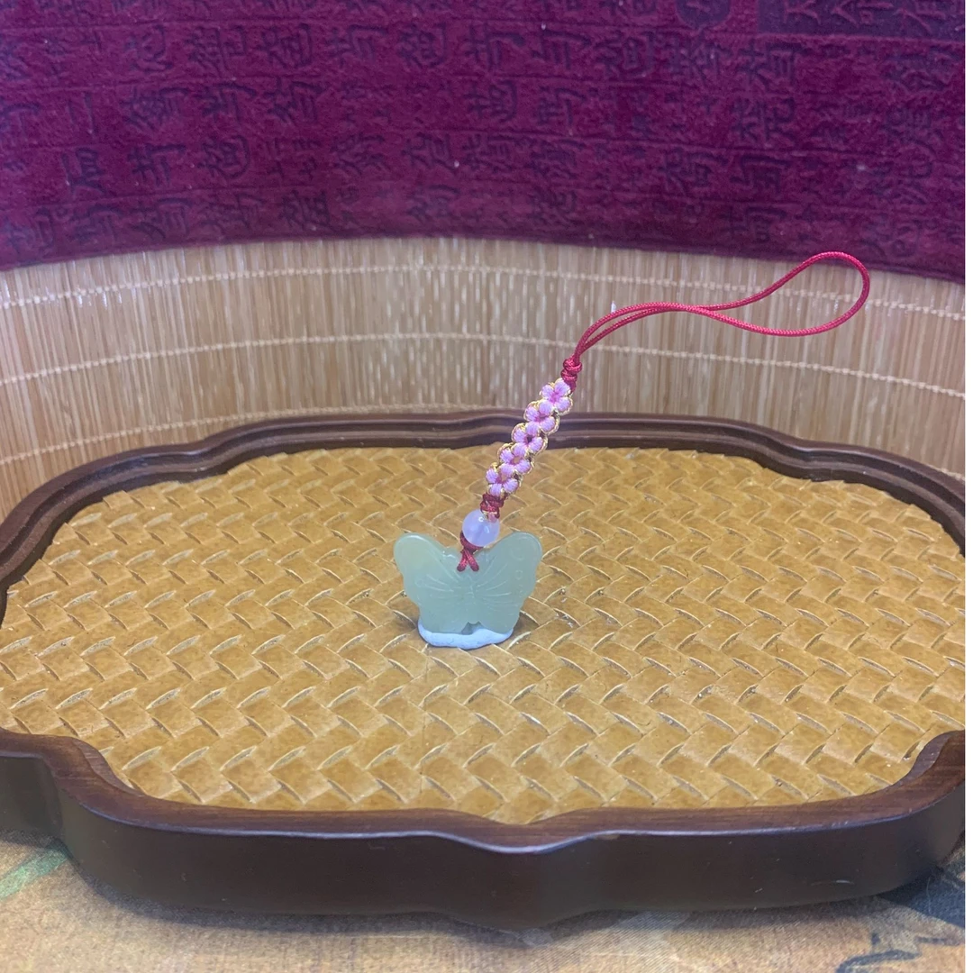 K和田玉蝴蝶钥匙扣2064