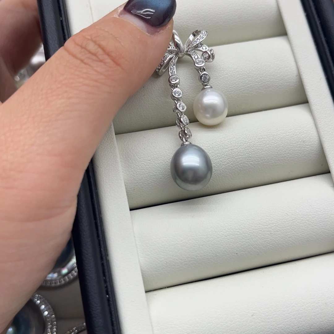 吊坠(不含链)银S925镶嵌海水珍珠