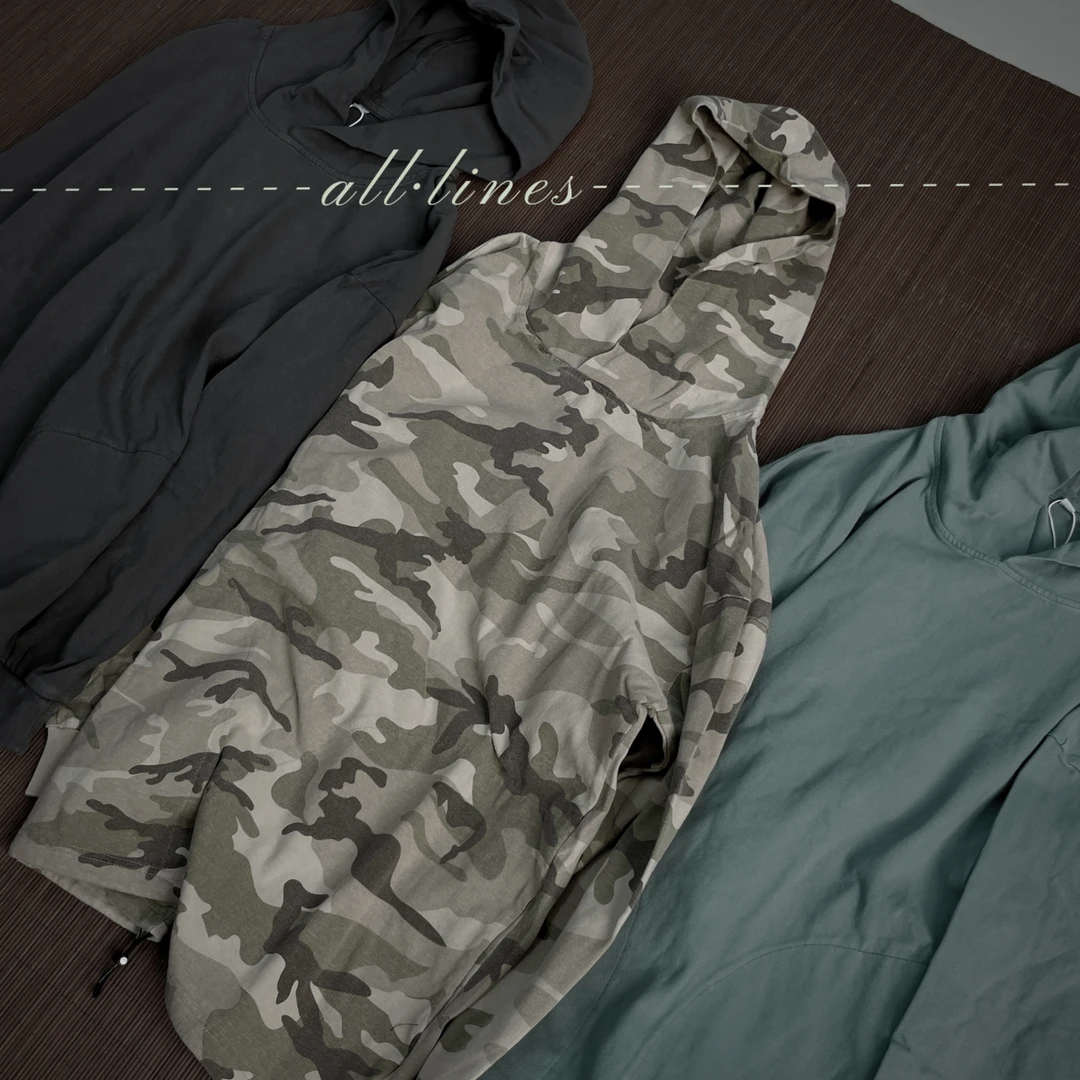 AL"千屿「迷彩连帽」经典百搭抽绳款订染迷彩AB款重工卫衣 C-3202