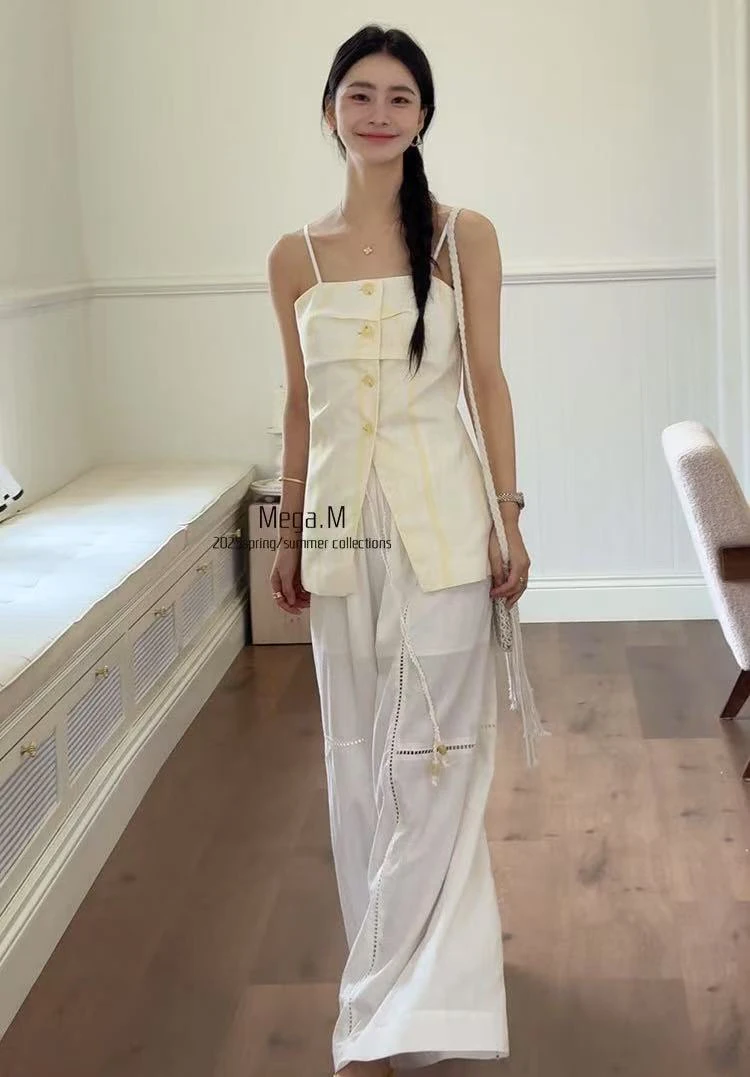 福秒-平口设计条纹的！压褶背心吊带！（MG01202#）MG