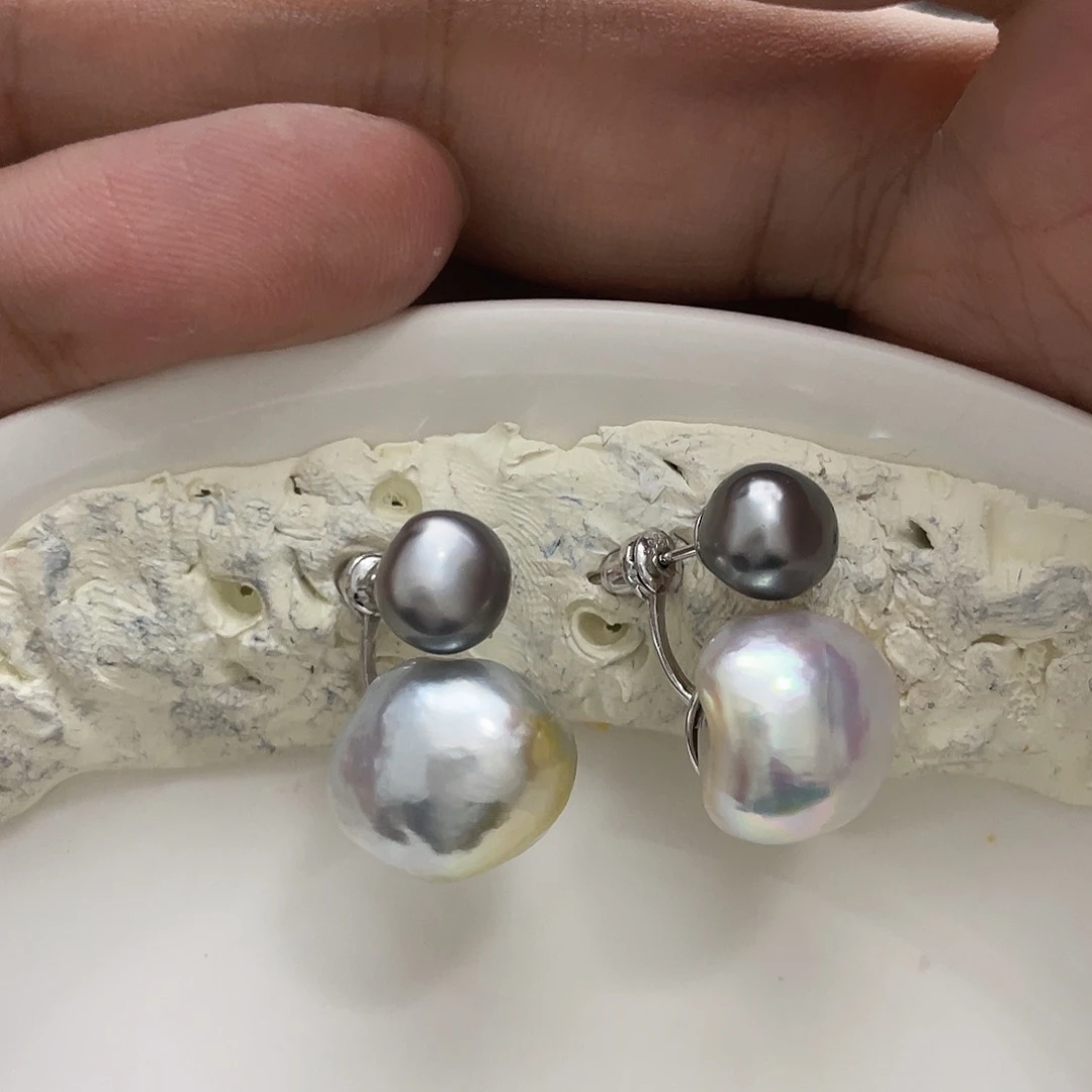 于****海水珍珠银S925镶嵌耳饰
