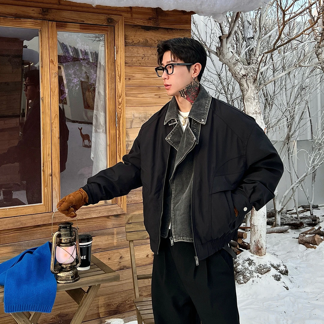 OXFREAK「解构设计 90白鸭绒」假两件哈灵顿羽绒服男冬季飞行外套