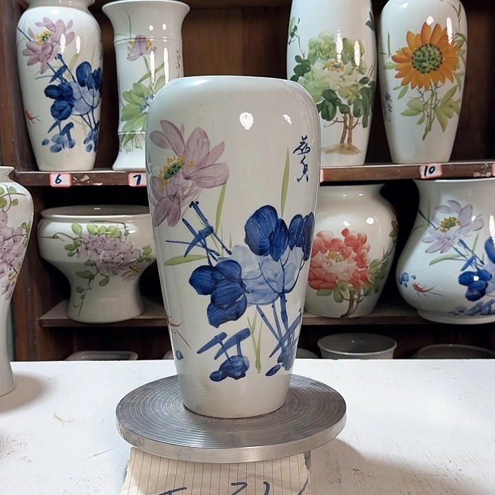 瓶大萝卜青花荷花瓷新款陶瓷