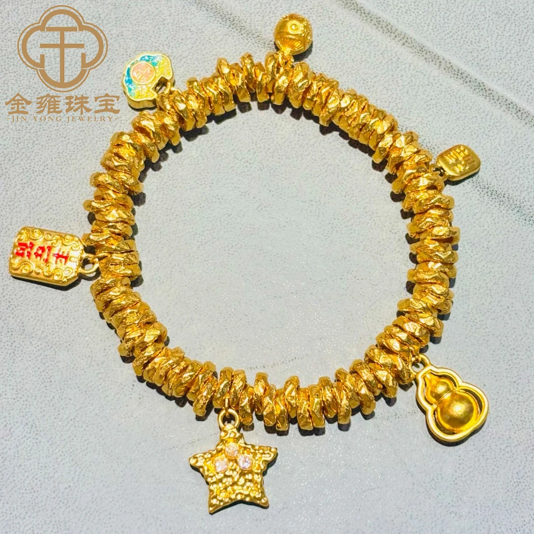 【金雍珠宝】足金999满圈多宝盘缠纯黄金手串【水贝万万】