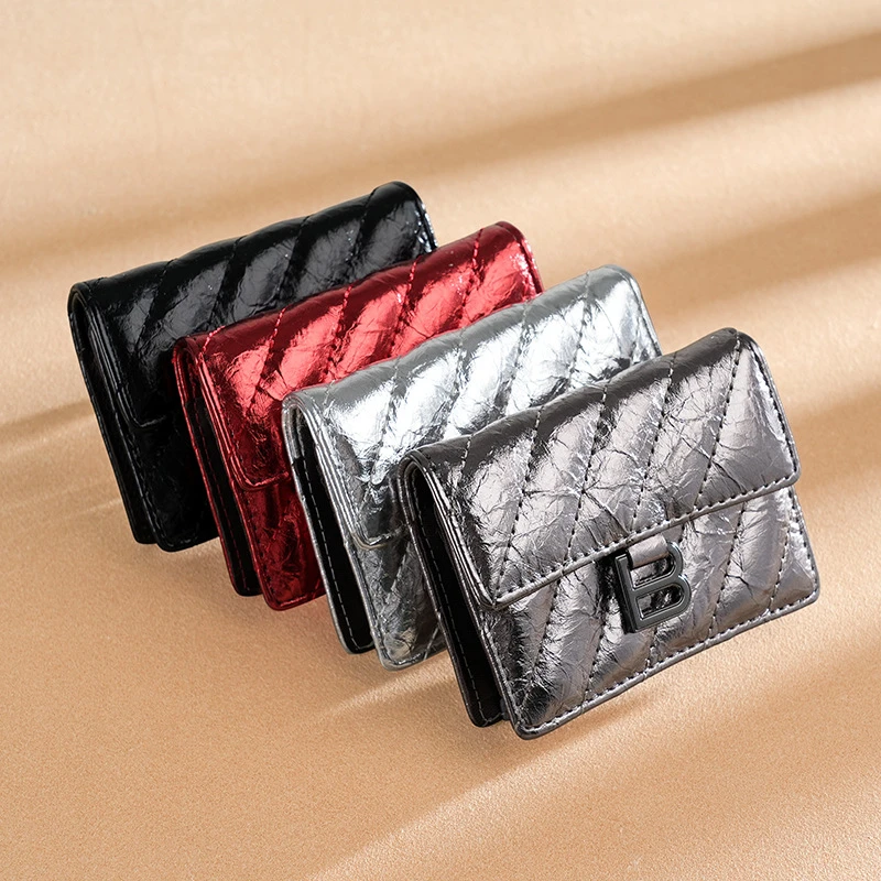 漆皮风琴卡包女2025新款欧美时尚小众卡夹卡套2141