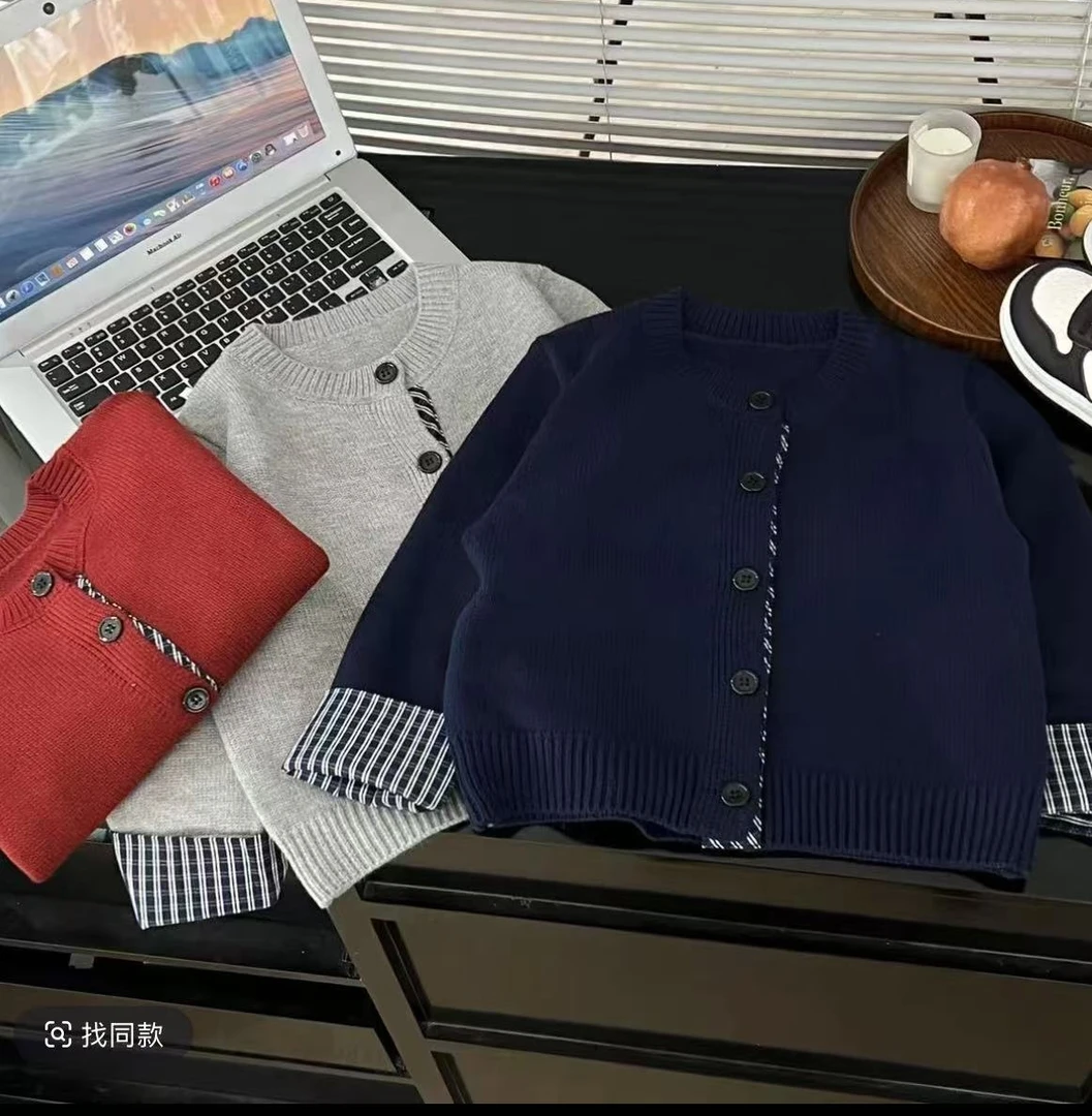 【通用】2025春季新款时尚潮流洋气开衫男童女童亲子针织衫毛衣7051