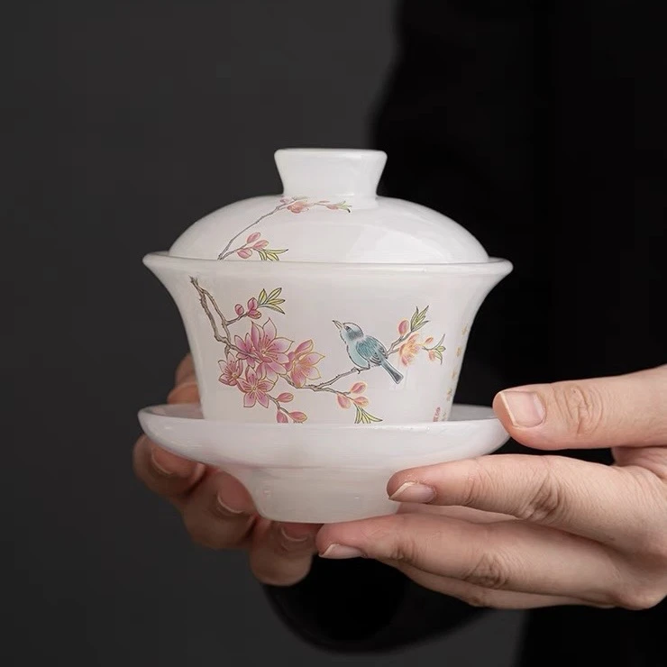 0061-喜上眉梢琉璃盖碗