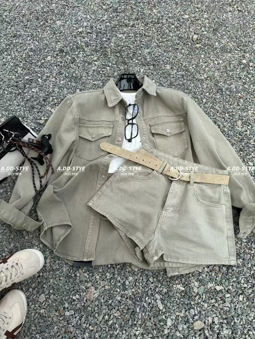 起点家早春款牛仔套装短裤