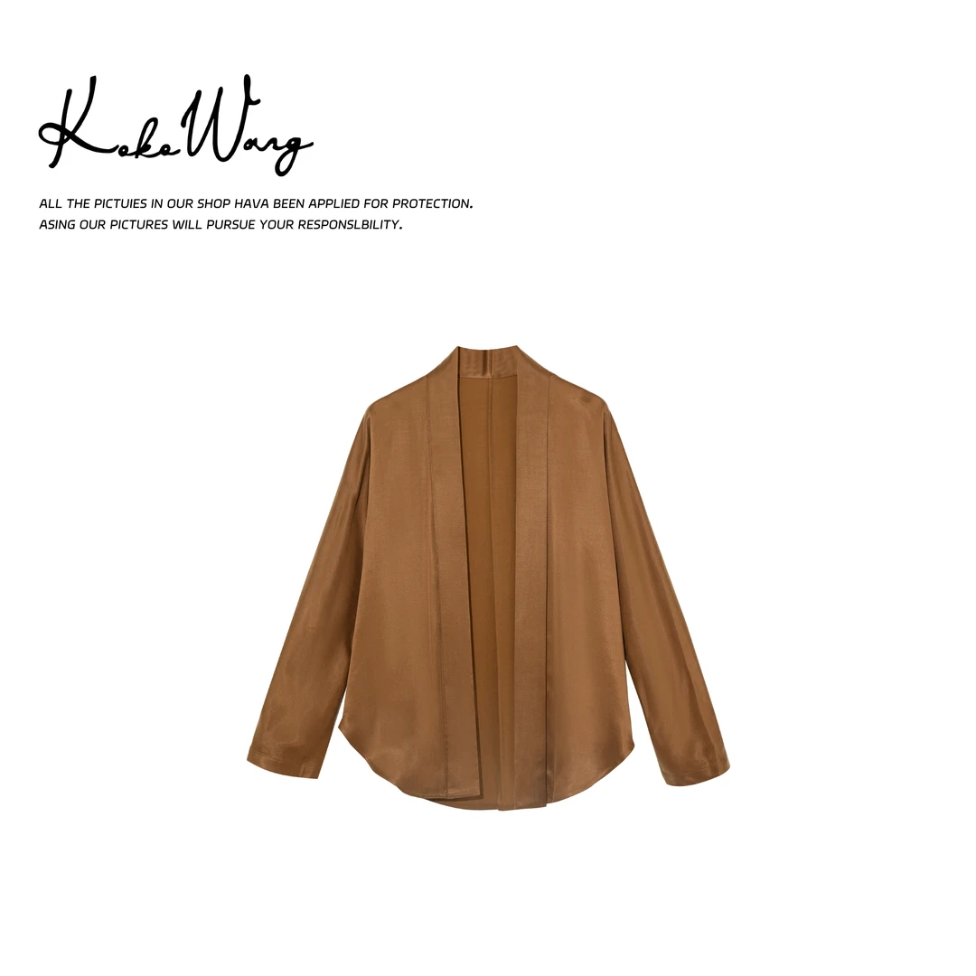 KOKOWANG夏季新款慵懒风时尚宽松铜氨丝开衫外套 N5705D12W41