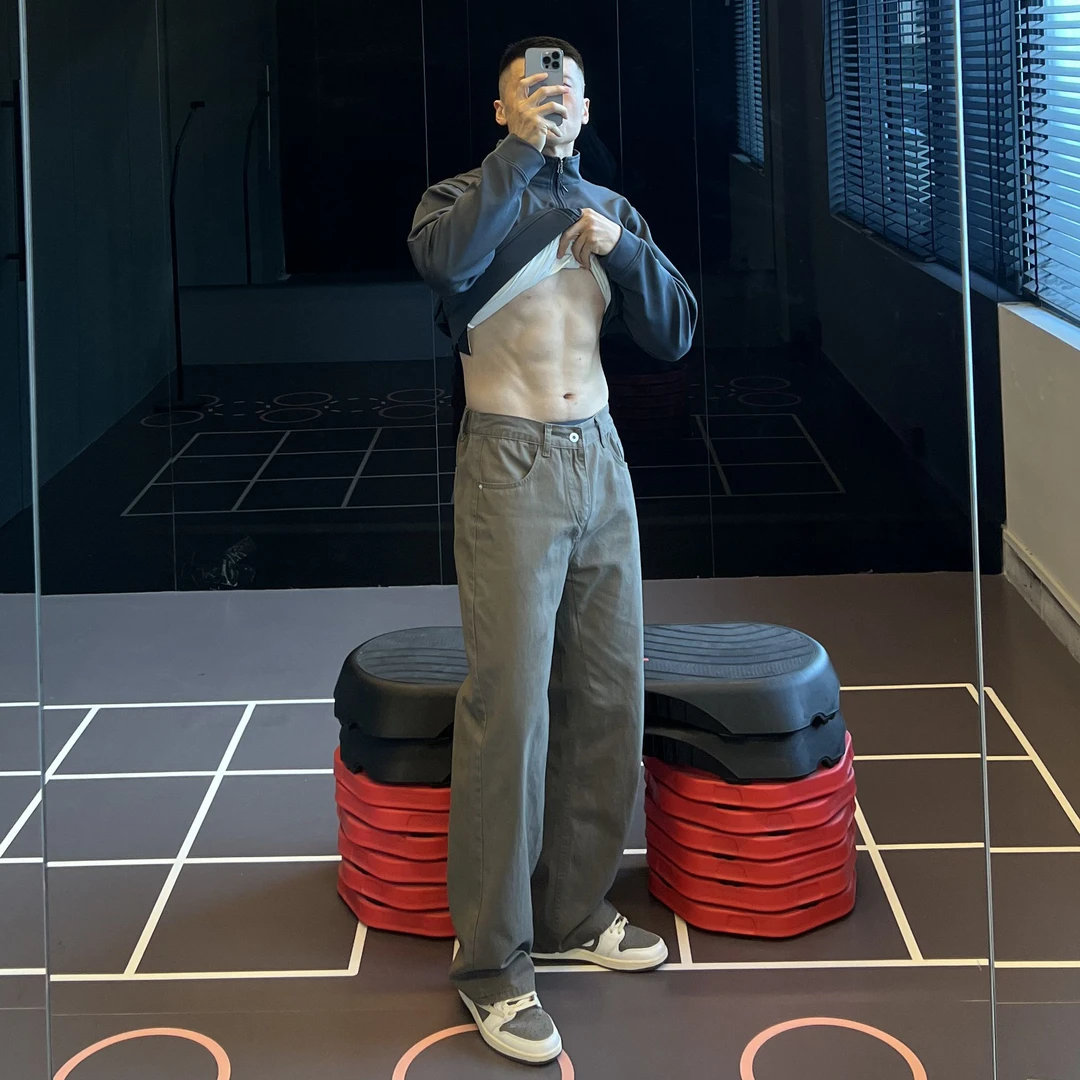 IRONTRAP美式复古半松紧腰牛仔裤基础通勤直筒长裤宽松裤子秋冬季