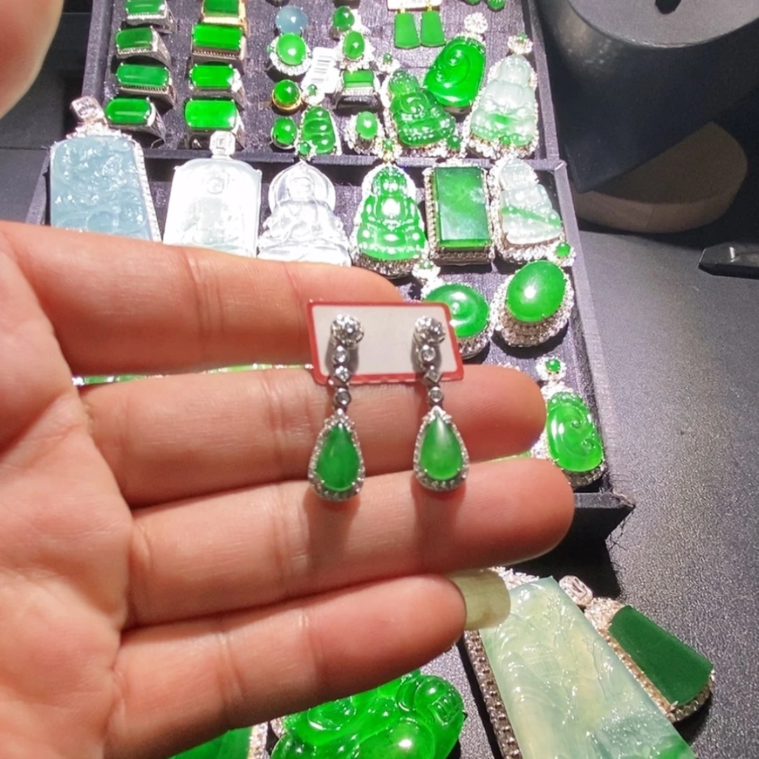 翡翠未镶嵌耳饰A货翡翠4