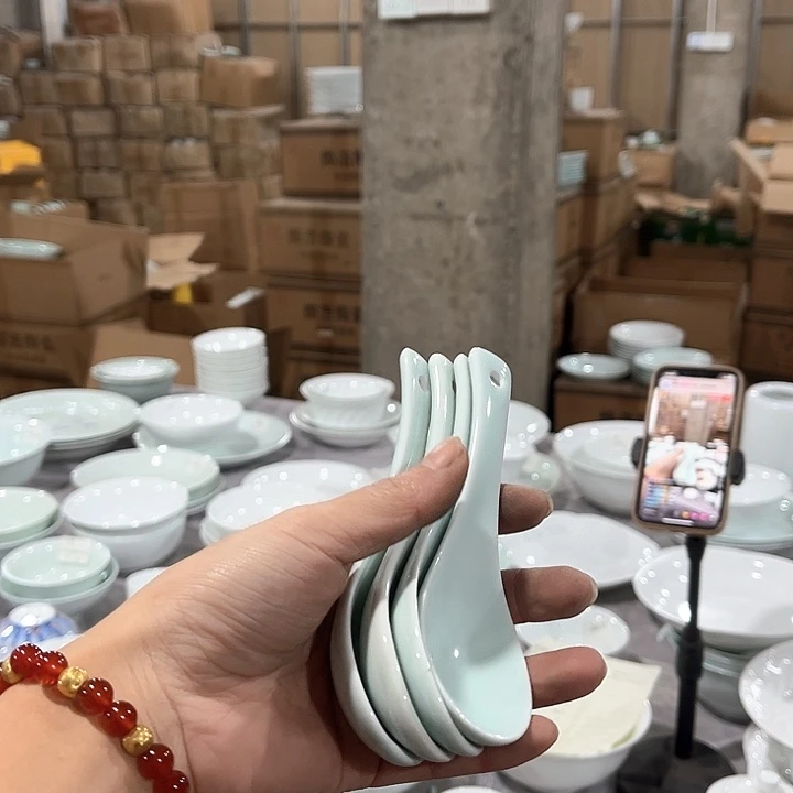 瓷片青瓷小勺十个微瑕包邮