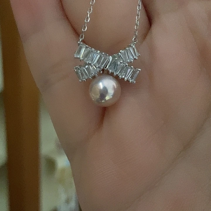 颈饰银S925镶嵌淡水珍珠