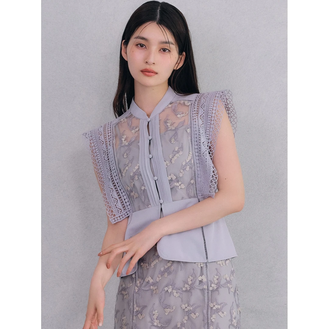 【胖虎家】L 夏季新款 重工镂空蕾丝刺绣法式衬衫优雅国风上衣