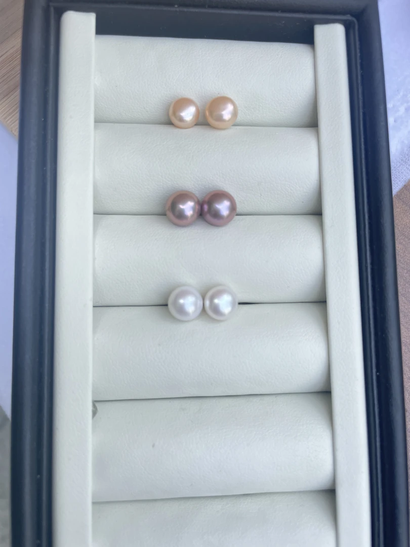 【拍一发三】7mm天然淡水珍珠耳钉S925银镶嵌时尚百搭简约