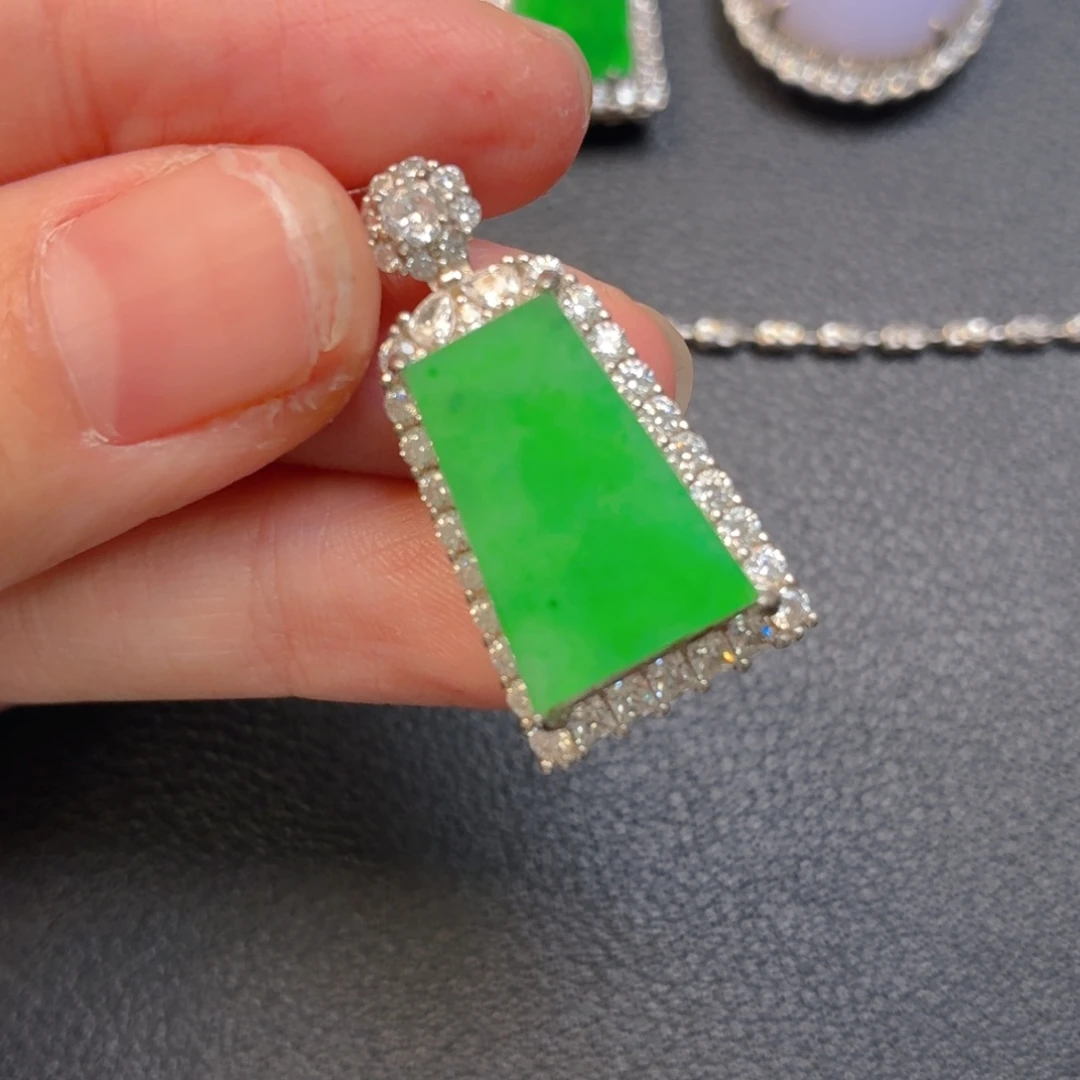 翡翠银S925镶嵌吊坠(不含链)