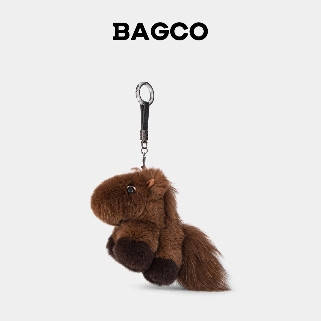 BAGCO”噔噔马“天然獭兔毛包挂
