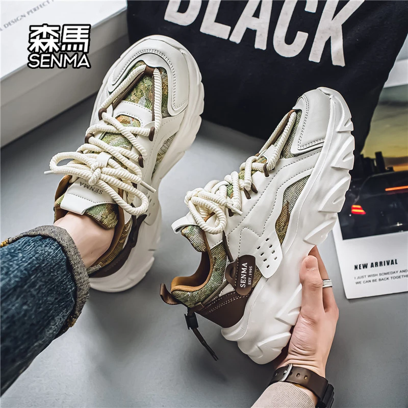 森马夏季男鞋2025新款休闲网面跑步运动鞋青少年厚底增高老爹潮鞋