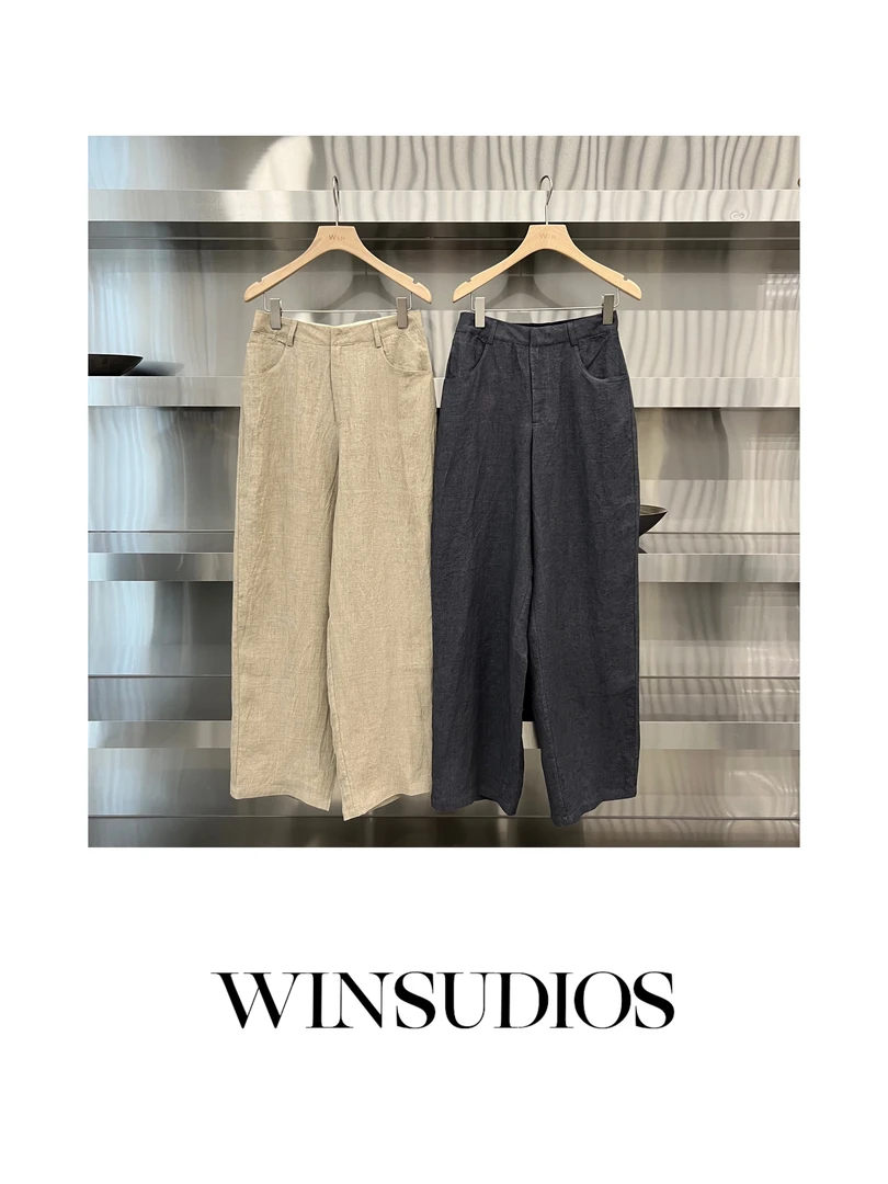 砂糖【WIN小众定制款】草色工艺休闲阔腿裤