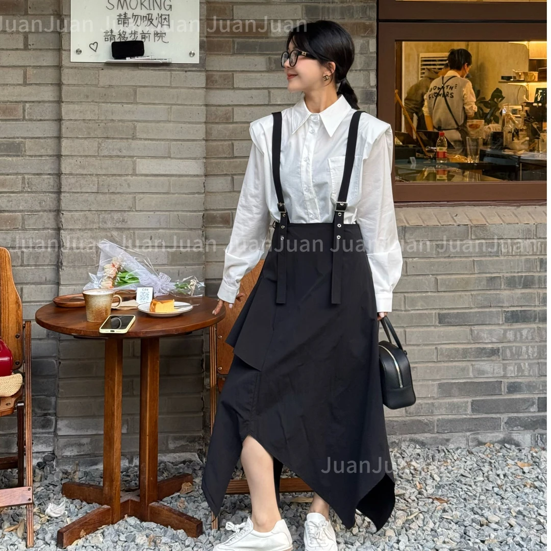 【都市匠人】工装背带鱼尾裙百搭洋气时尚简约