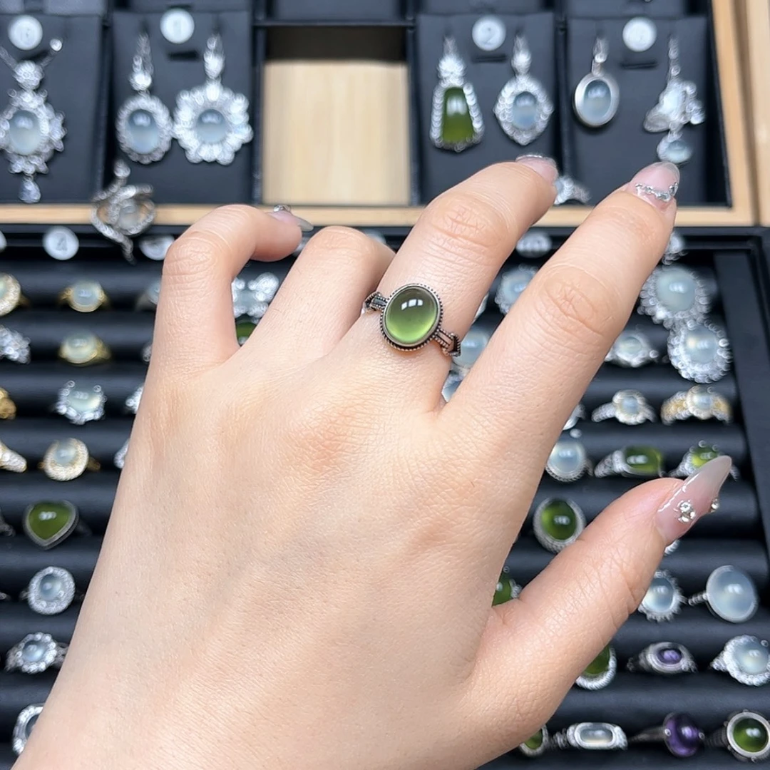 【闪购商品】岫玉戒指银S925镶嵌展****