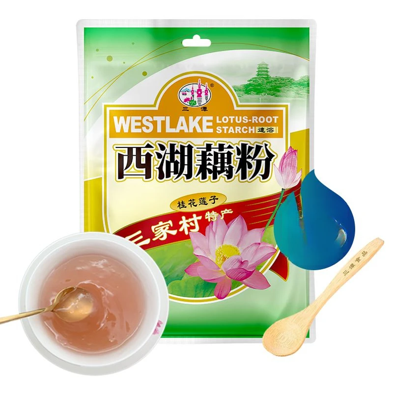 西湖藕粉桂花莲子杭州三家村藕粉正品水果羹速溶代餐营养早餐食品