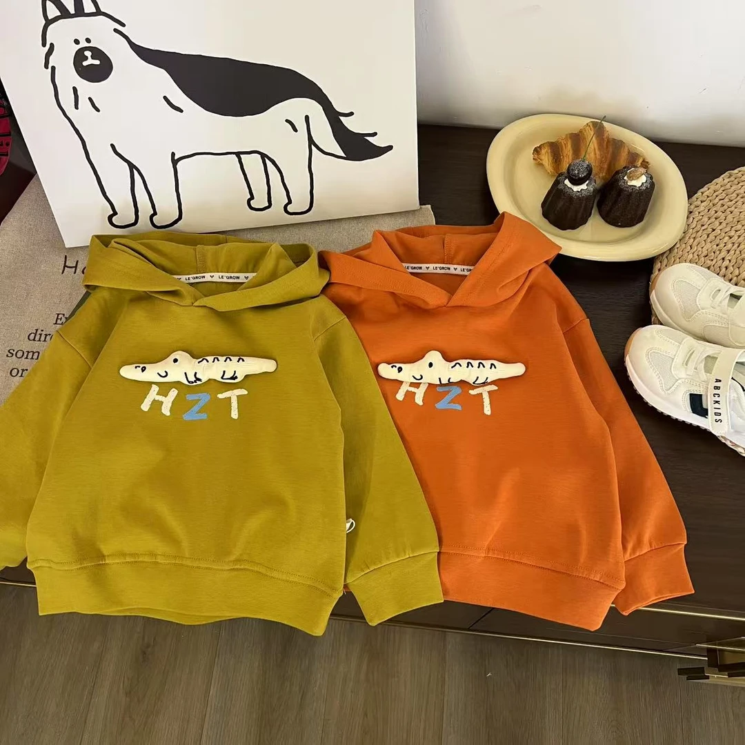 儿童春秋立体小鳄鱼针织帽衫H1922