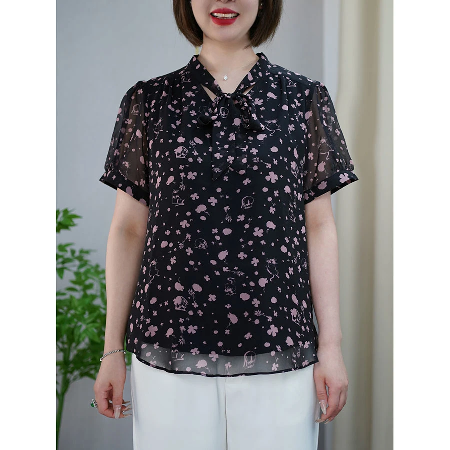 新款时尚显瘦减龄小衫洋气质百搭高级感短袖上衣胖mm大码宽松女装