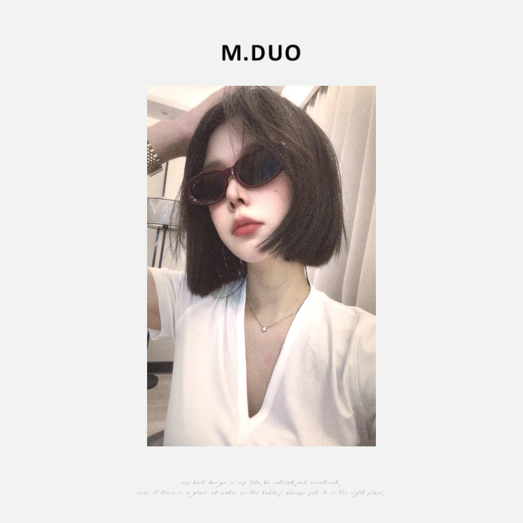 M.DUO 小众夏季设计师休闲打底纯色时尚百搭V领半袖T恤3037