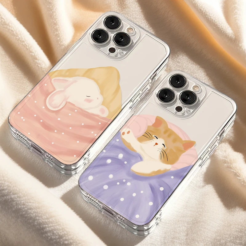 睡觉兔子猫iPhone17手机壳16苹果15软14简约小米vivo华为适用创意