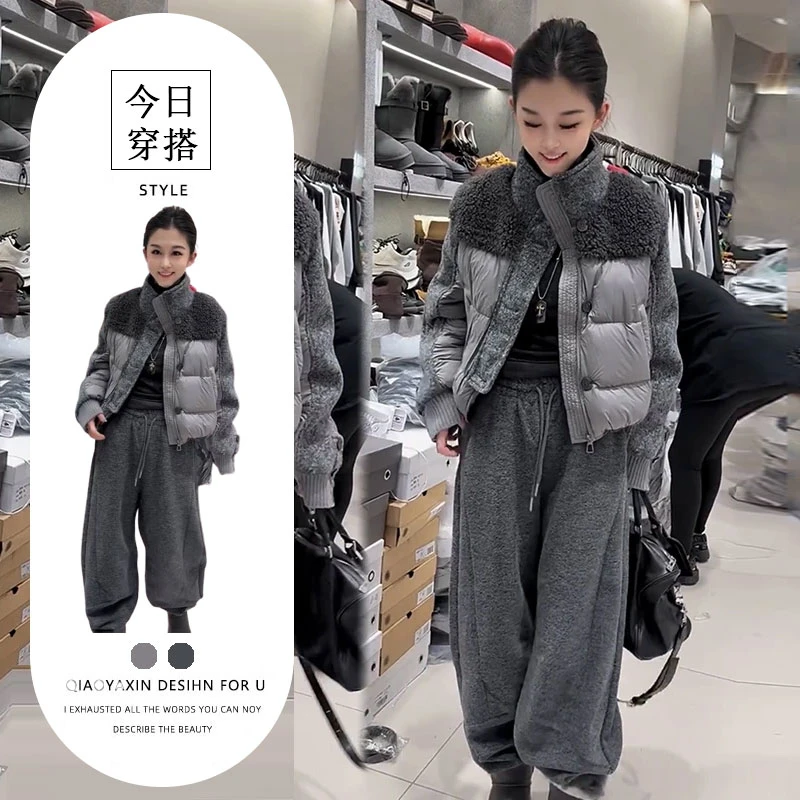 2025冬季新款时尚显瘦气质网红高档套装女高级百搭宽松大码两件套