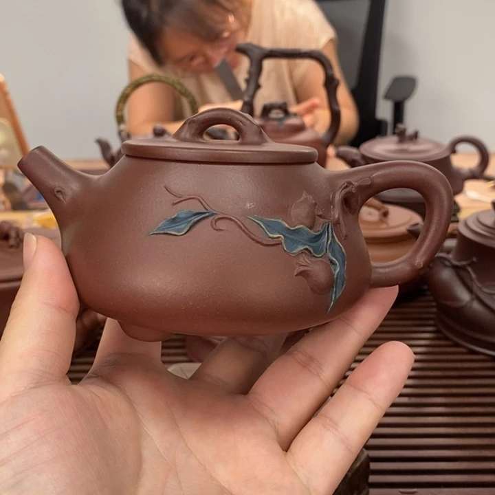 茶壶紫砂平盖石瓢中槽青