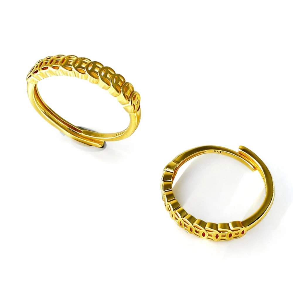 钛钢戒指 时尚潮流好看指环民族风铜钱活口戒指轻奢小众高级尾戒