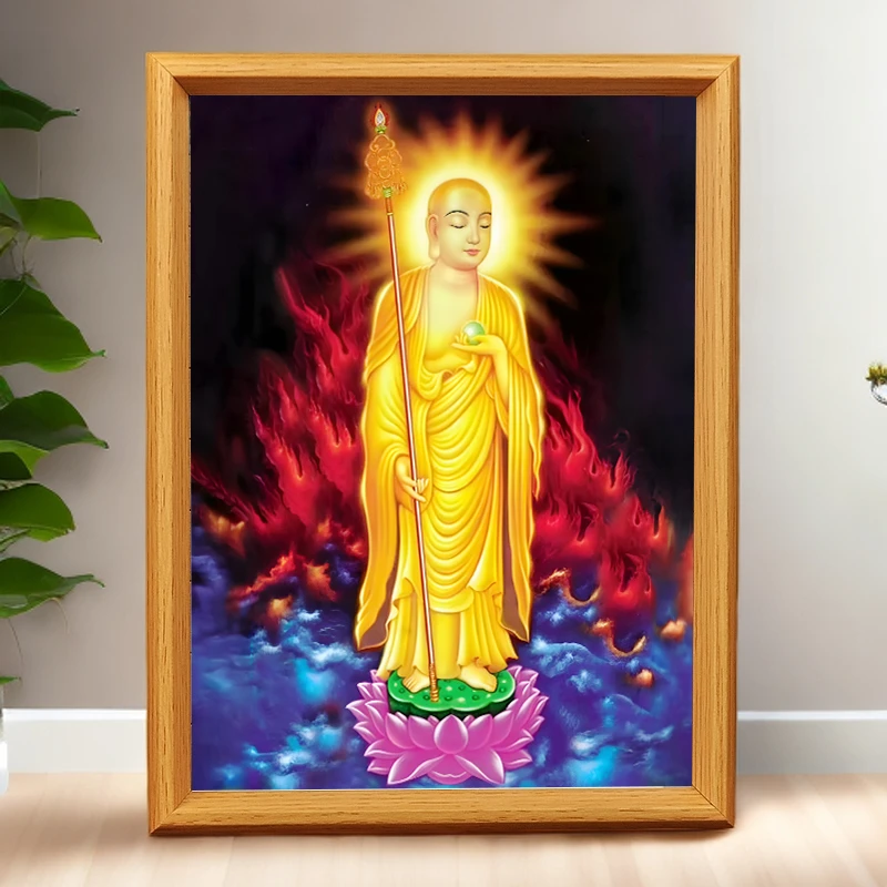 结缘地藏王画像装饰画摆台结缘菩萨佛像九华山桌面供奉装饰画摆件