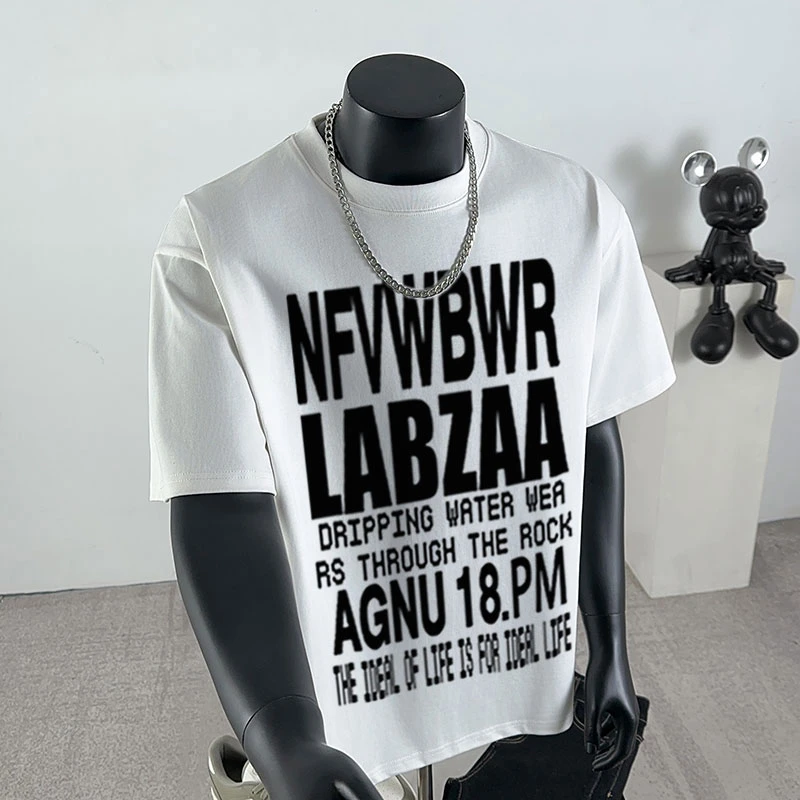 潮流高街风创意字母印花纯棉短袖T恤男女夏季休闲宽松情侣上衣ins