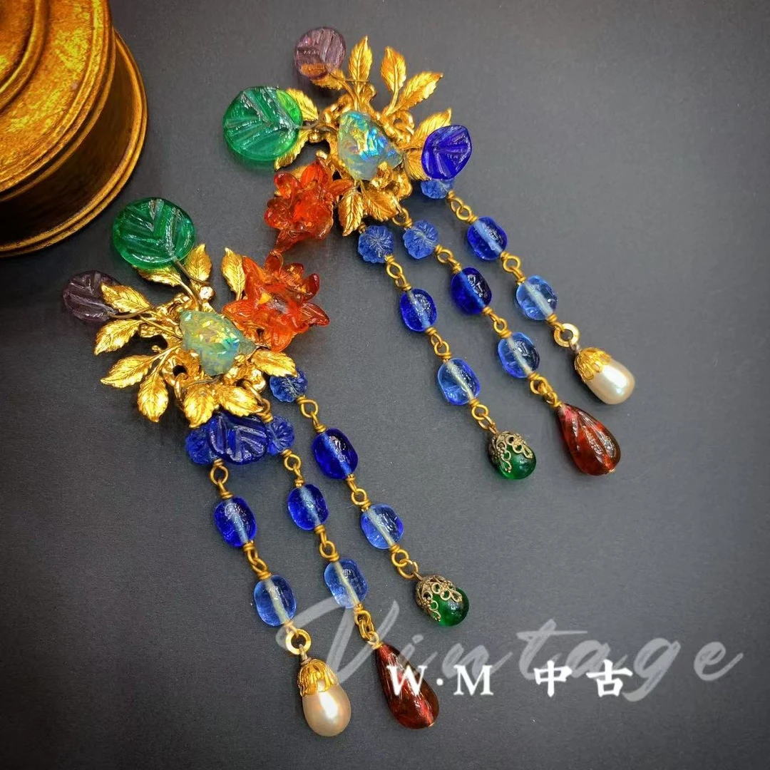 铜合金耳饰 W·M中古-Gavilane（法）扫肩耳夹