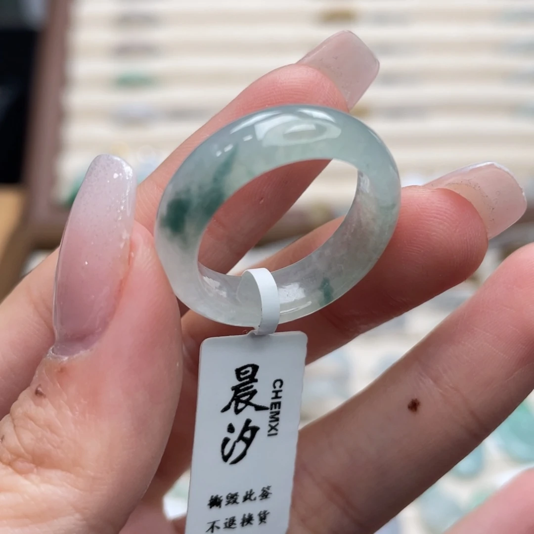 翡翠未镶嵌戒圈a41港圈17冰飘花