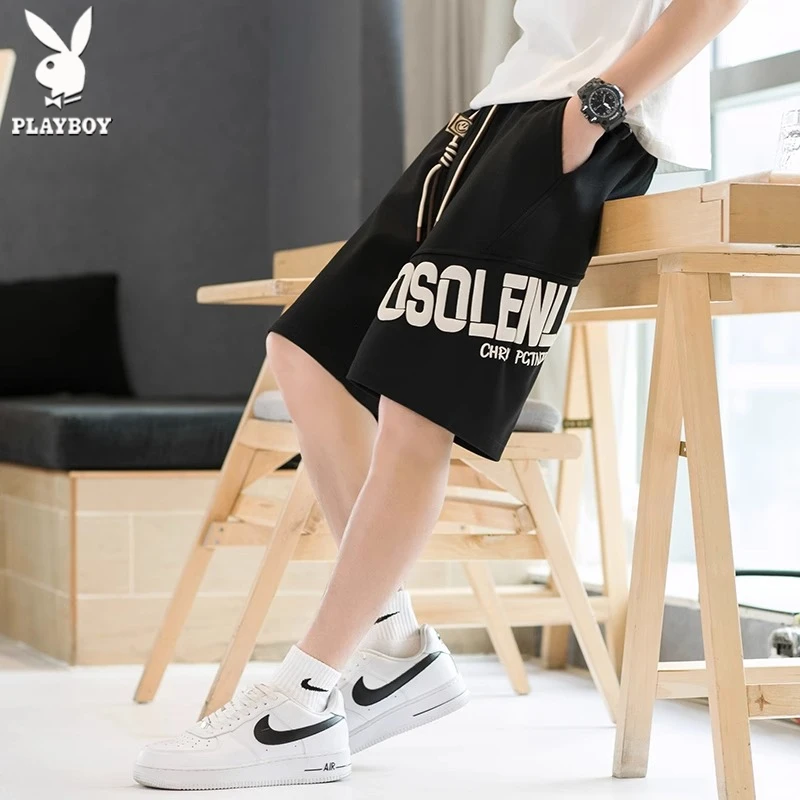 花花公子短裤男士新款夏季宽松休闲五分裤中裤美式潮牌运动篮球裤