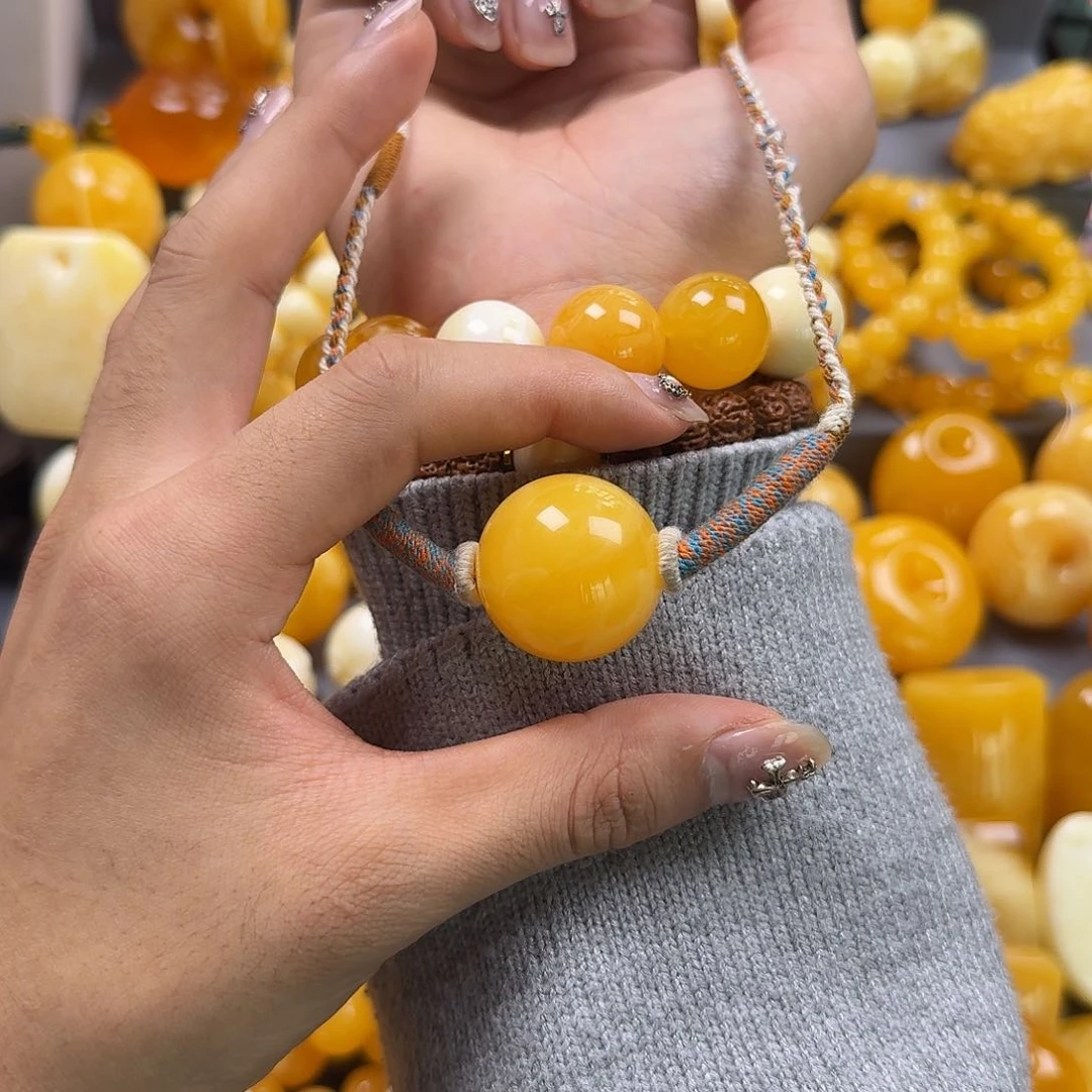 蜜蜡珠宝奇石未镶嵌锁骨26mm