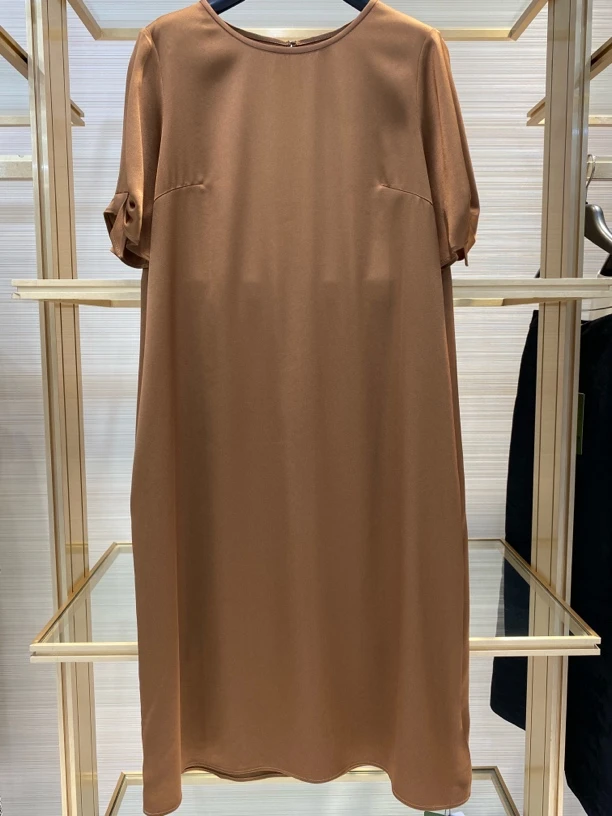 夏季新款圆领短袖宽松显瘦高级感连衣裙