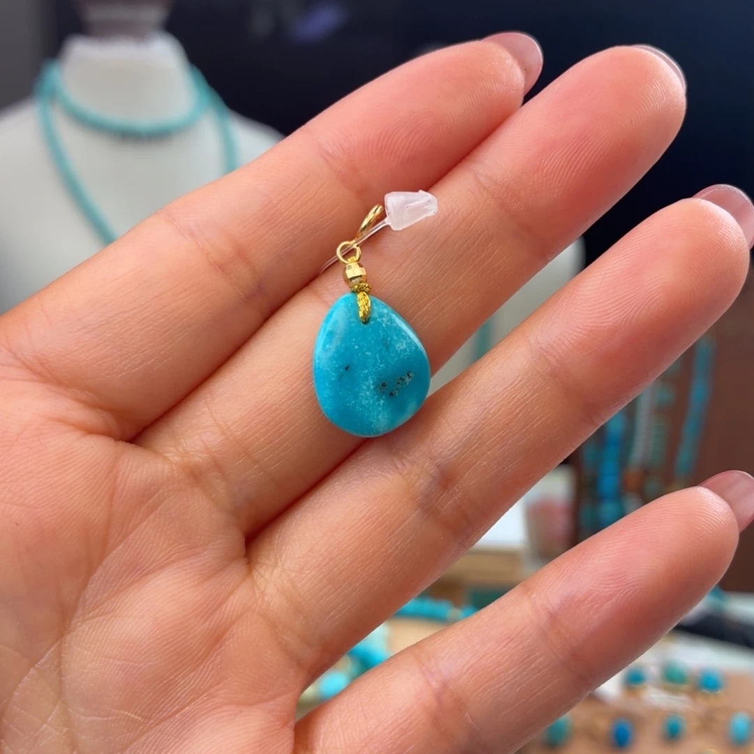 绿松石银S925镀金镶嵌颈饰