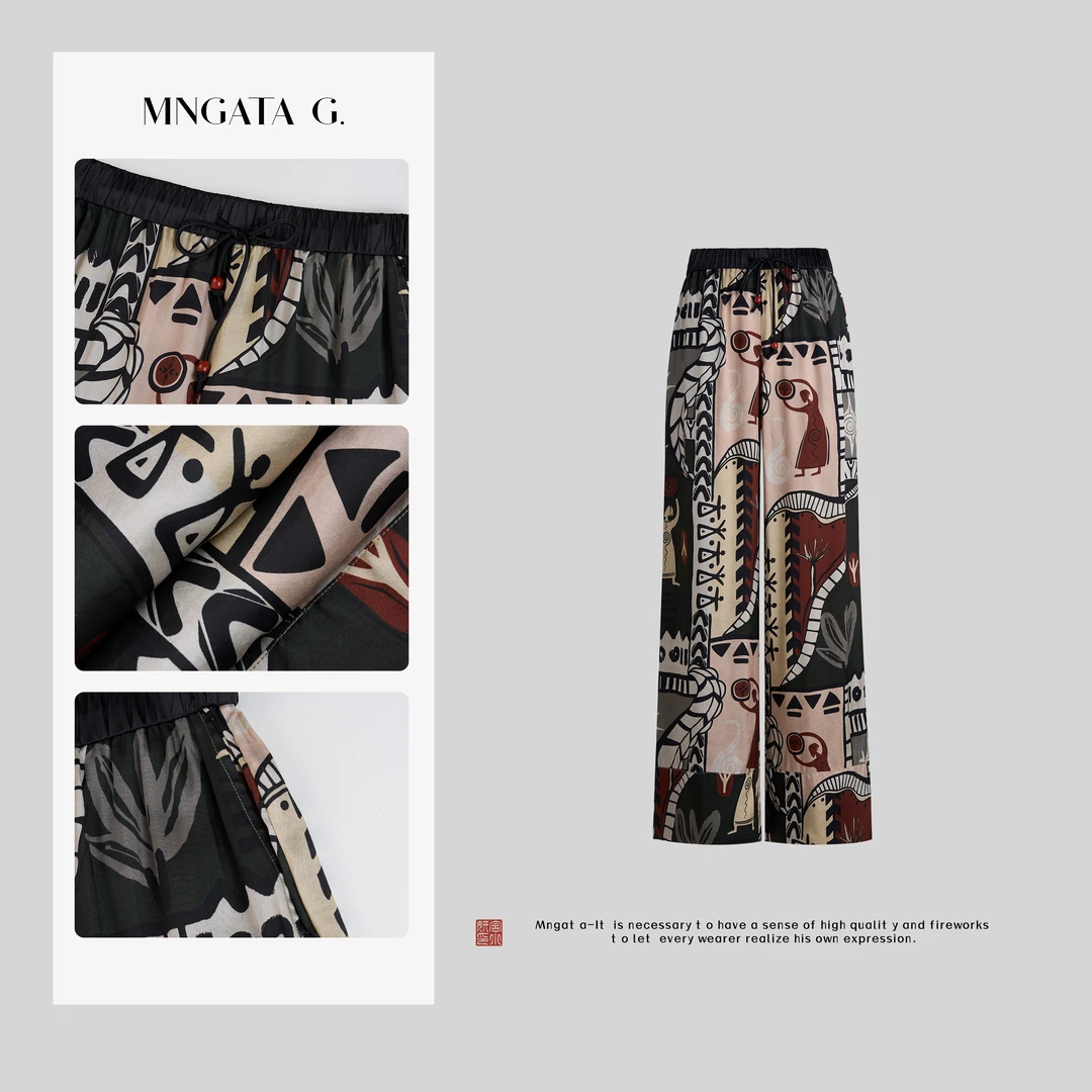 MNGATA G.宫小妍【万象喜乐】夏日新中式中国风休闲百搭裤子5032669