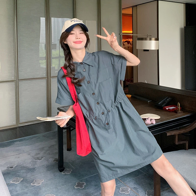 港风工装连衣裙女2025年夏季新款时尚复古收腰设计感气质减龄裙子