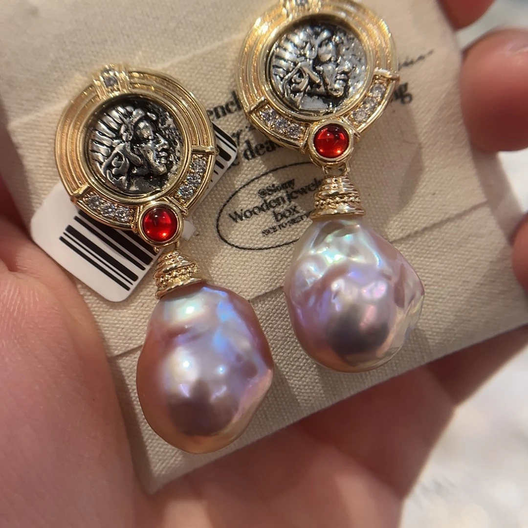 淡水珍珠耳饰合金