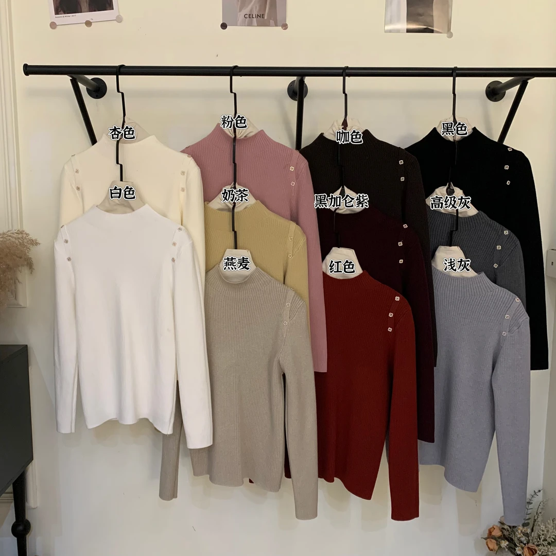 设计感小花针织打底衫加绒加厚 31246